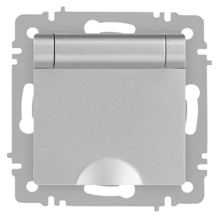 Розетка Accent 6-203-03 2P+E Schuko с крышкой 16А-250В IP20 СУ алюм.  Б0063721