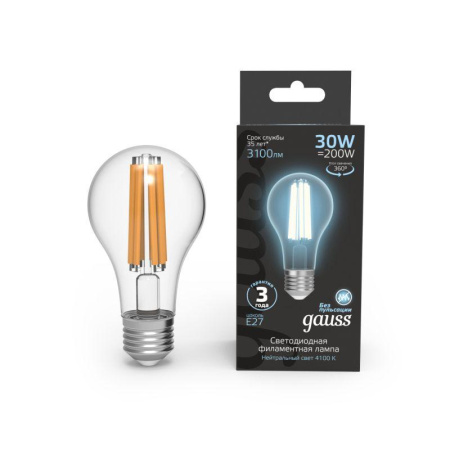 Лампа светодиодная филаментная Black Filament 30Вт A70 грушевидная 4100К нейтр. бел. E27 3100лм  102902230