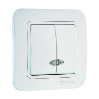 Выключатель 2-кл. СП Lillium 10А IP20 с подсветкой бел./бел.  70023