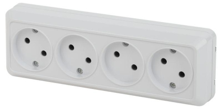 Розетка 4-м ОП Quadro 2-207-01 16А IP20 250В 4х2P бел.  Б0053829