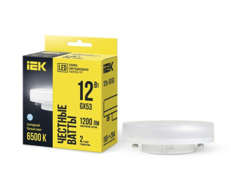 Лампа светодиодная T75 таблетка 12Вт 230В 6500К GX53  LLE-T80-12-230-65-GX53