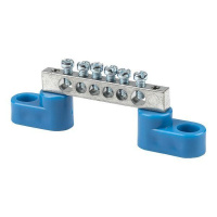 Шина нулевая N 6х9 6 отвер. цинк 2 син. угловых изолятора  sn1-63-06-2