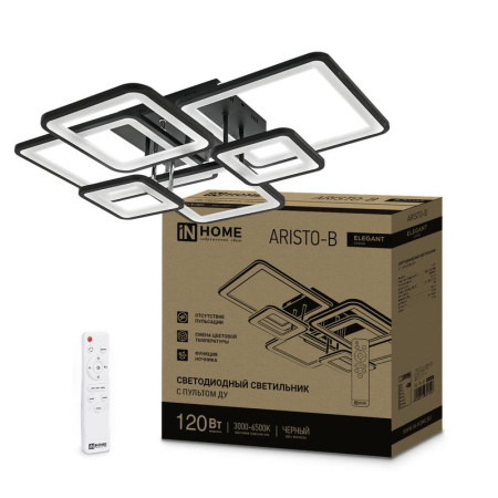 Светильник светодиодный ELEGANT ARISTO-B 120Вт 230В 3000-6500К 8400лм 686х587х151мм пульт ДУ черн.  4690612047324