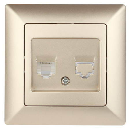 Розетка телефонная СП Solo 4-302-04 RJ11 шампань  Б0043378