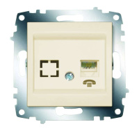 Розетка телефонная 1-м Cosmo RJ11 + гнездо механизм крем.  619-010300-221