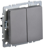 Выключатель проходной 2-кл. СП BRITE ВС10-2-6-БрС 10А механизм сталь  BR-V22-0-10-K46