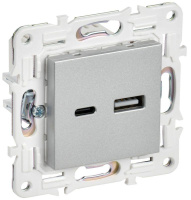 Розетка USB A+C 3.1А SKANDY SK-R14S серебр.  SK-U22-D31-K23