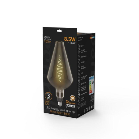 Лампа светодиодная филаментная Black Filament 8.5Вт Vase тонированная 1800К тепл. бел. E27 165лм  180802005
