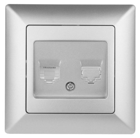 Розетка телефонная СП Solo 4-302-03 RJ11 алюм.  Б0043377