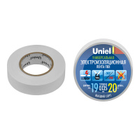 Лента изоляционная 0.135х19мм 20м UIT-135P 20/19/01 WHT бел.  04481