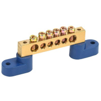 Шина "N" нулевая 8х12мм на двух угловых синих изоляторах 6 групп  11-2332