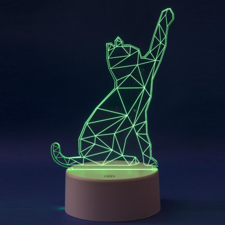 Светильник ULI-M501 RGB/3AAA CATTY/WHITE с эффектом 3D «Кошка» 3AAA (не в/к) 1 светодиод. RGB свет. USB кабель в/к  UL-00007419