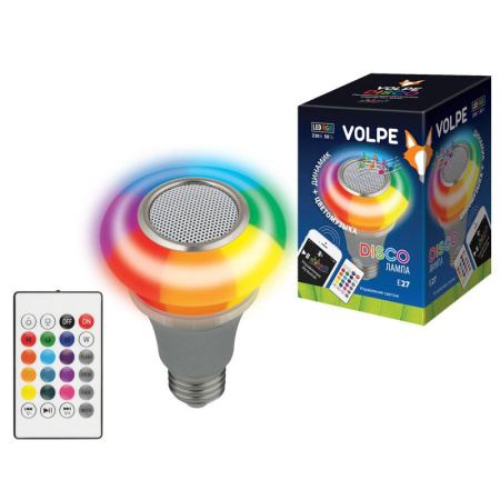 Светильник светодиодный ULI-Q340 5W/RGB/E27 SILVER Диско с динамиком и Bluetooth 220В серебр.  UL-00003997
