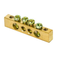 Шина PEN "ноль-земля" 8х12 4 отвер. латунь крепеж по краям PROxima  sn0-125-4-k