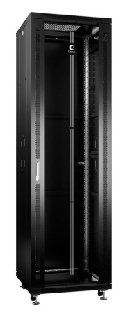 Шкаф монтажный телекоммуникационный напольный SH-05C-42U60/100-BK 19дюйм для распред. и серверн. оборудования 42U 600х1000х2055мм передн. стеклян. и задн. сплошн. метал. двери ручка с замком черн. (RAL 9004)  8544c