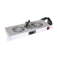 Модуль вентиляторный 19дюйм с термостатом 1U с 2-мя вентиляторами  04-2604