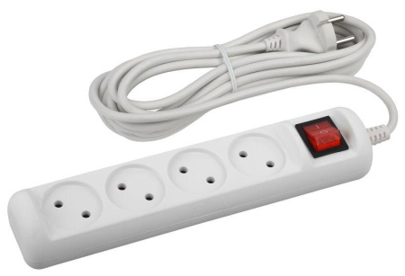 Удлинитель 4х3м без заземл. 10А IP20 U-4s-3m-2х1 ПВС 2х1 с выкл.  Б0044053