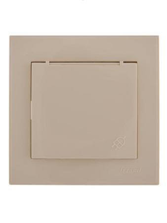 Розетка 1-м СП Rain с заземл. с защ. крышкой керамика крем.  703-0303-123