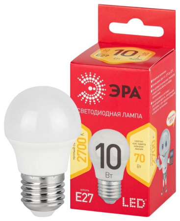 Лампа светодиодная RED LINE LED P45-10W-827-E27 R 10Вт P45 шар 2700К тепл. бел. E27  Б0050698