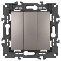 Выключатель ЭРА Elegance 14-1107-16 тройной 10АХ-250В титан  Б0065799 Выключатель ЭРА Elegance 14-1107-16 тройной 10АХ-250В титан  Б0065799