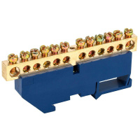 Шина "N" нулевая с синим изолятором на DIN-рейку 8x12мм стойка бол. 12 групп  11-2349