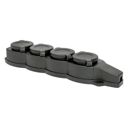 Колодка 4-м 16А IP44 2P+PE 230В с защ. крышками каучук Basic  RPS-020-16-230-44