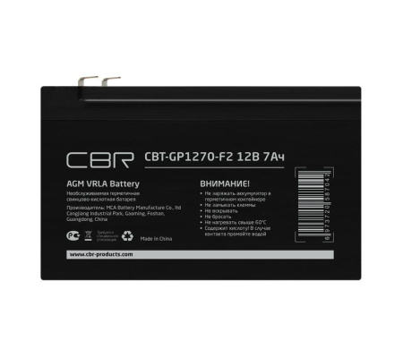 Батарея аккумуляторная VRLA CBT-GP1270-F2 12В 7А.ч клеммы F2  1805043
