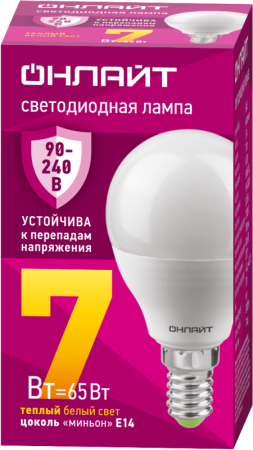 Лампа светодиодная 90 541 OLL-G45-7-230-2.7К-E14-FR PRO 90-240В  90541