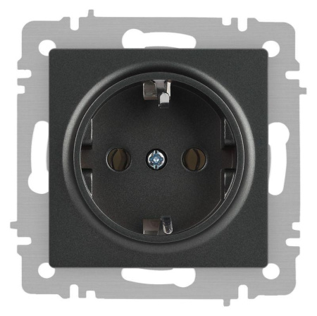 Розетка Accent 6-202-07 2P+E Schuko 16А-250В IP20 СУ графит  Б0063697