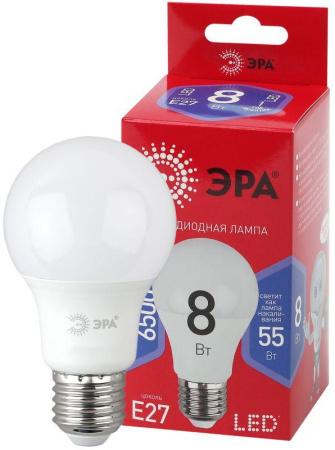 Лампа светодиодная RED LINE LED A60-8W-865-E27 R 8Вт A60 груша 6500К холод. бел. E27  Б0045323