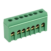 Шина PE "земля" в корпусном зел. изоляторе на DIN-рейку 6x9мм 7 групп  11-2321