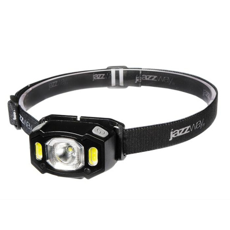Фонарь аккумуляторный налобный AccuH3-L5W-bk LED 5Вт + 2хRED SMD IP54 5 режимов: 100проц. 180лм 3.5ч/50проц. 110лм 5.5ч/30проц. 65лм 15ч/красн. 28ч/мигающ. красн. 12ч аккум. управл. жестами черн.  5036703