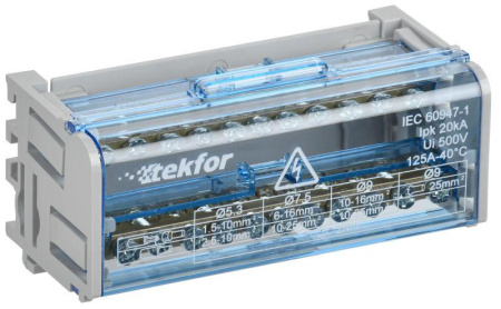 Шины на DIN-рейку (кросс-модуль) ШНК 2х11 L+PEN TEKFOR  TF-DN10-2-11-050