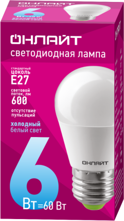 Лампа светодиодная 61 138 OLL-G45-6-230-6.5K-E27 6Вт  61138