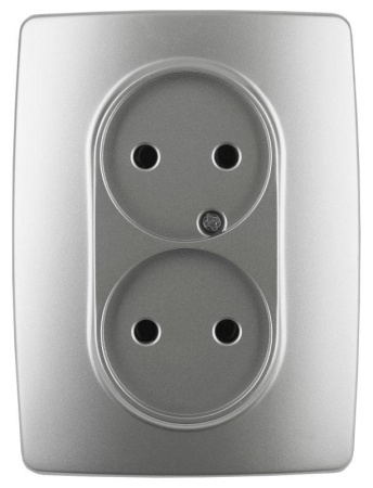 Розетка 2-м СП 12 12-2107-03 16А IP20 16AX 250В 2х2P алюм.  Б0031240