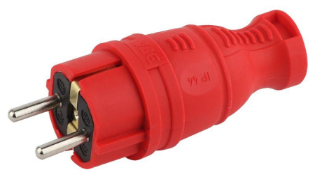 Вилка прямая V8-RED-IP44 16А IP44 з/з каучук красн.  Б0044547