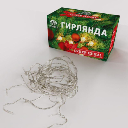 Гирлянда светодиодная "Бахрома" 3х0.8м 200LED тепл. бел. 9Вт 220-240В IP20 провод ПВХ прозр.  255-066