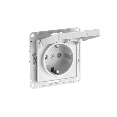 Розетка AtlasDesign 16А IP20 с заземл. со шторками с крышкой быстрозажим. клем. механизм бел. SE ATN000146S