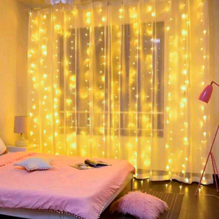 Гирлянда ENIG - 320W дождь/занавес 3х2м 320 LED тепл. бел. 8 режимов 220В IP20  Б0051872
