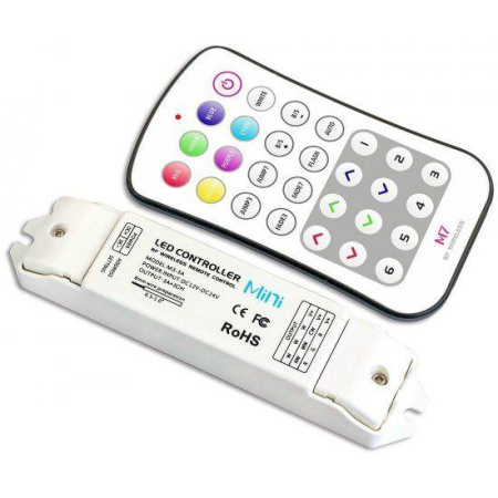 Контроллер RGB для светодиодной ленты 12-24В IP20 135х30х20мм с пультом радиус 45м (LTECH)  M7+M3-3A
