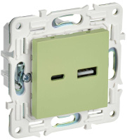 Розетка USB A+C 3.1А SKANDY SK-R14G мятный  SK-U22-D31-K06