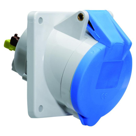 Розетка 16А 3п 2P+PE 6ч 230В IP44 наклонная фланец 85х85 Quick-Connect  12749