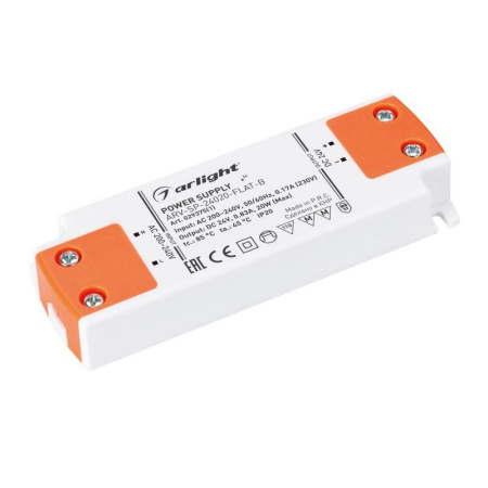 Блок питания ARV-SP-24020-FLAT-B (24В 0.83А 20Вт) IP20 пластик  029375(1)