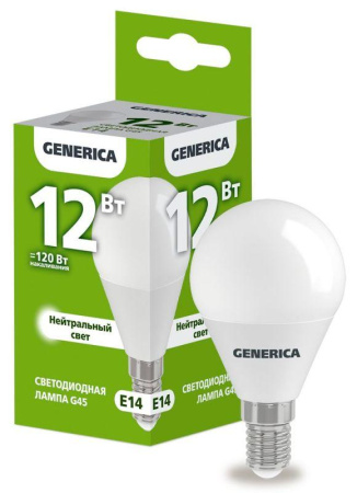Лампа светодиодная G45 12Вт шар 4000К E14 230В  LL-G45-12-230-40-E14-G