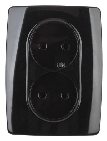 Розетка 2-м СП 12 12-2107-06 16А IP20 16AX 250В 2х2P черн.  Б0031243