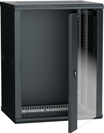 Шкаф 19дюйм LINEA W 15U 600х450мм настен. стекл. дверь RAL9005  LWR5-15U64-GF