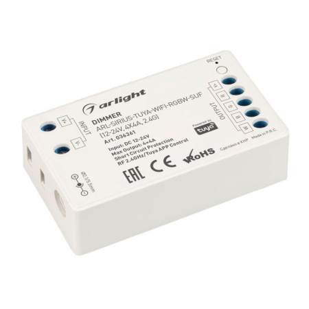 Диммер ARL-SIRIUS-TUYA-WIFI-RGBW-SUF (12-24В 4х4А 2.4G) (IP20 пластик)  036361