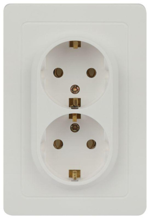 Розетка 2-м СП Style 7-205-01 16А 250В IP20 2х2P+E Schuko с заземл. бел.  Б0060621