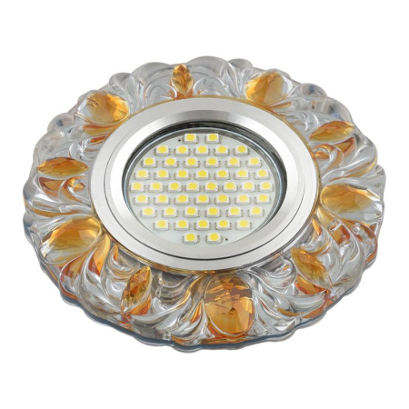 Светильник DLS-L136 GU5.3 GLASSY/GOLD GU5.3 встраив. доп. светодиод. подсветка 3Вт без лампы стекло  UL-00003864
