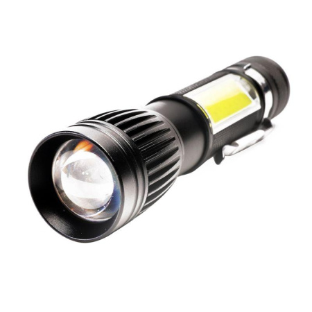 Фонарь аккумуляторный LED5333 4В LED+COB 3Вт фокус 4 реж USB бокс черн.  15131